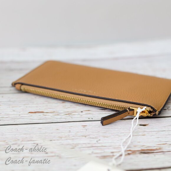 NWT Tory Burch Thea Small Pebble Leather Flat Wallet Crossbody in Tiramisu - Picture 7 of 14